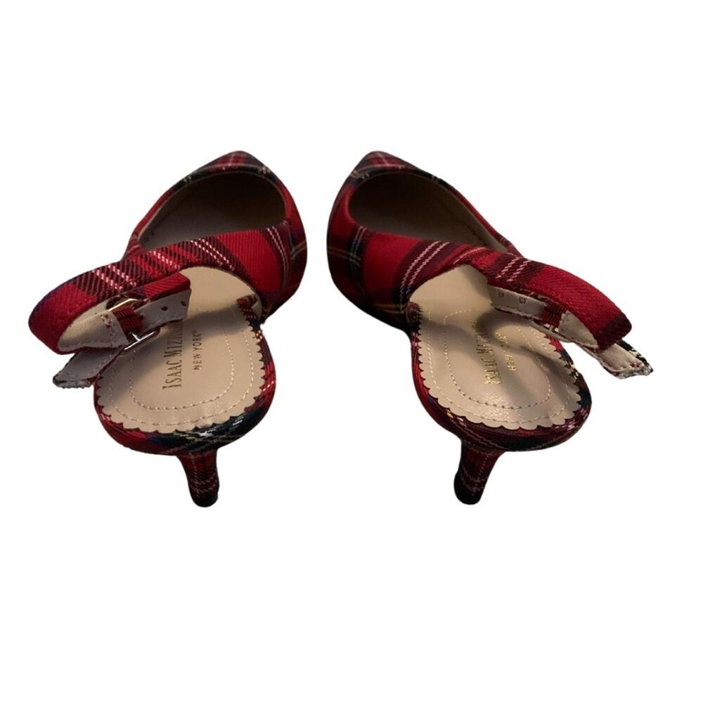 Isaac Mizrahi Red Green Plaid Slingback Pointed Toe Heels Size 8.5 Pumps Preppy - Picture 7 of 9